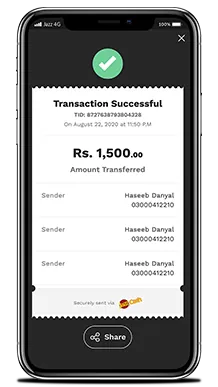 JazzCash Payment Proof 15,000 PKR